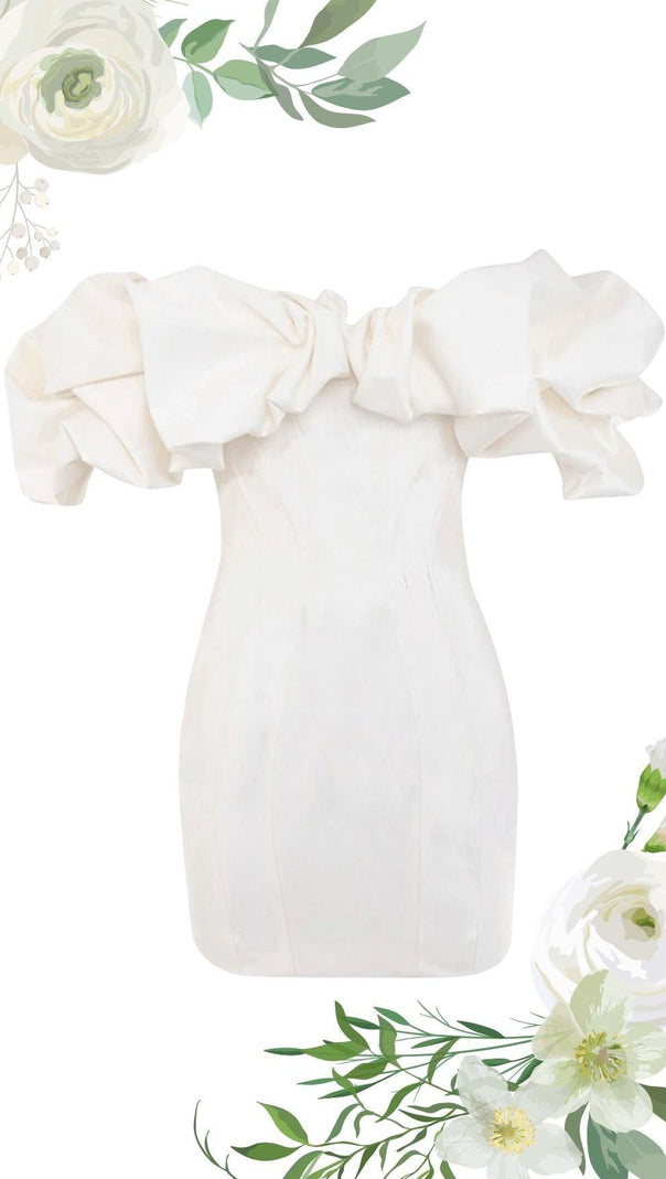 AIIZIE BURGUNDY SATIN RUFFLE STRAPLESS DRESS - product image