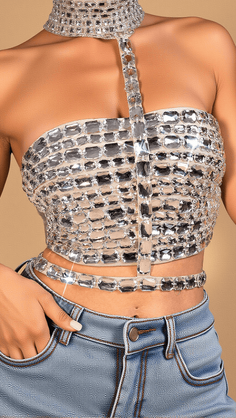 Haleh Neckholder-Minitop mit Kristallen