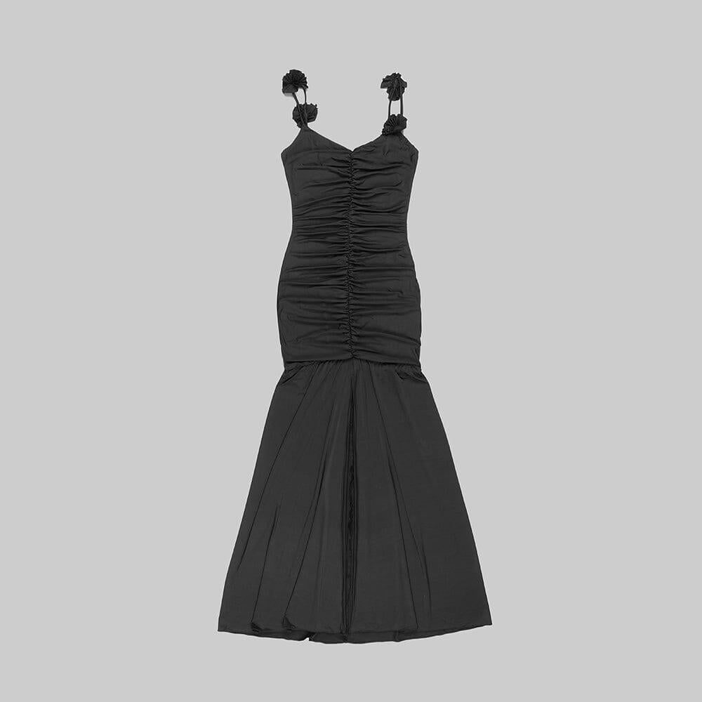 AIIZIE BLACK FLORAL SUSPENDER MAXI DRESS - product image