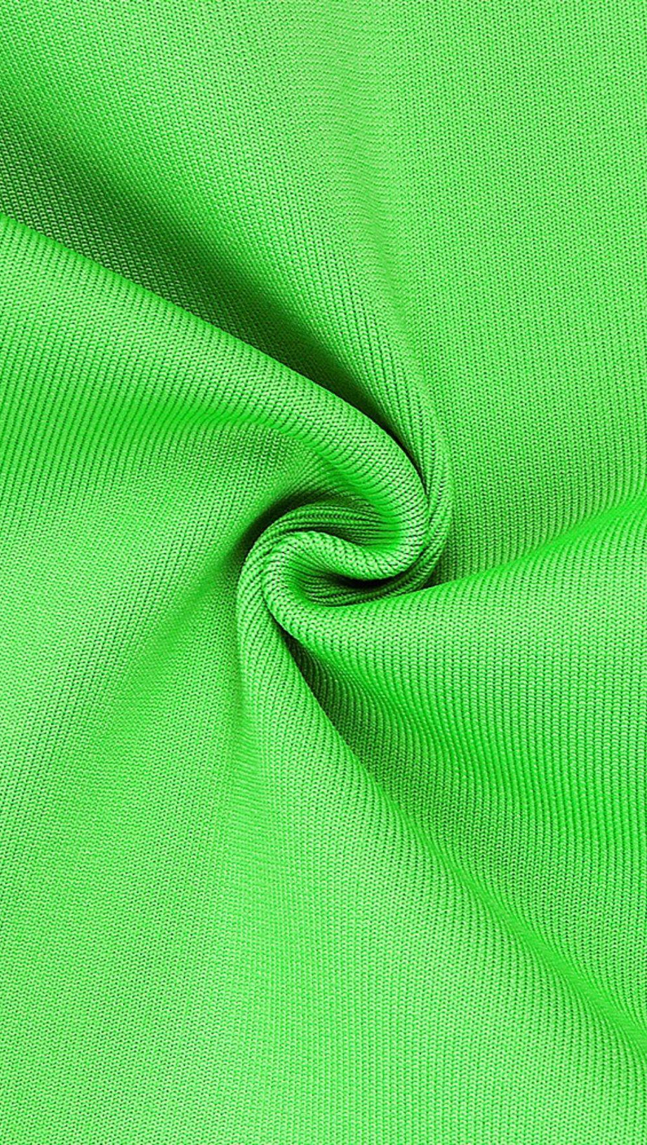 STRAPLESS BANDAGE MIDI DRESS IN GREEN