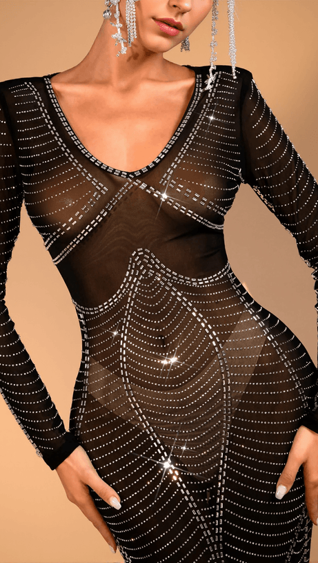 Gracelyn Diamond Mesh Meerjungfrauenkleid