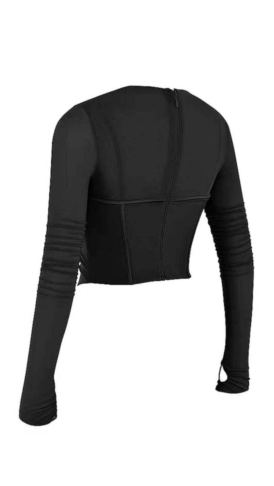 LONG SLEEVE CORSET TOP IN BLACK