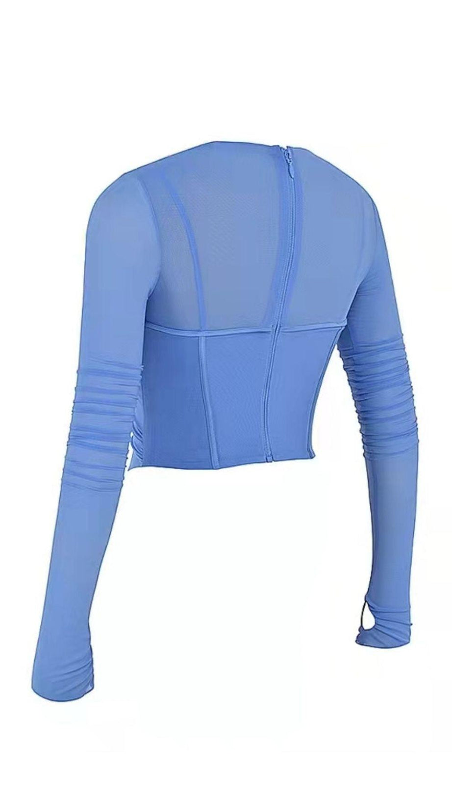 LONG SLEEVE CORSET TOP IN BLUE