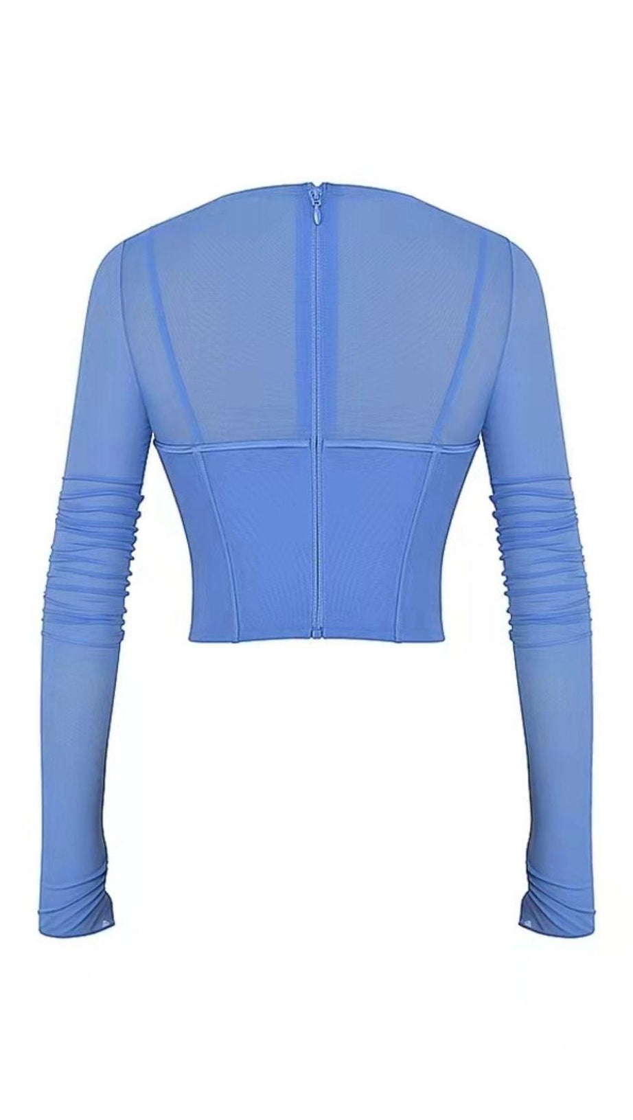 LONG SLEEVE CORSET TOP IN BLUE