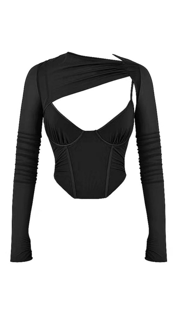 Long Sleeve Corset Top in Blue