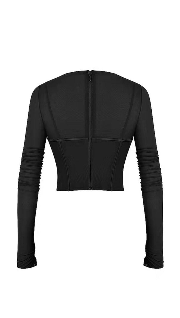 Long Sleeve Corset Top in Blue
