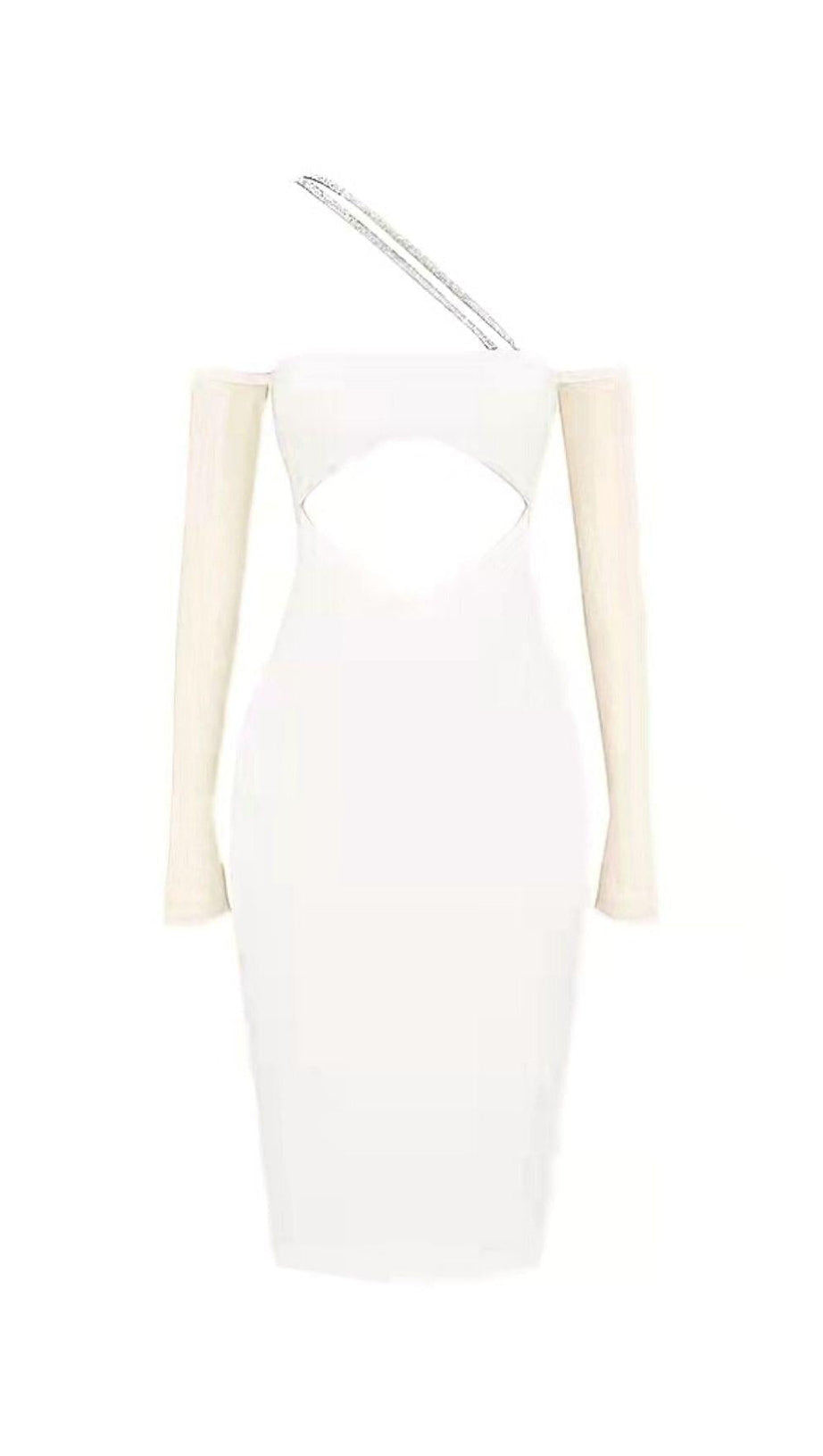 CUT OUT BODYCON MIDI DRESS IN IVORY