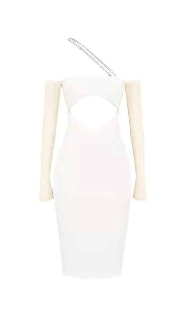 CUT OUT BODYCON MIDI DRESS IN IVORY