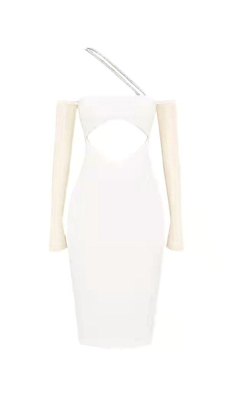 CUT OUT BODYCON MIDI DRESS IN IVORY