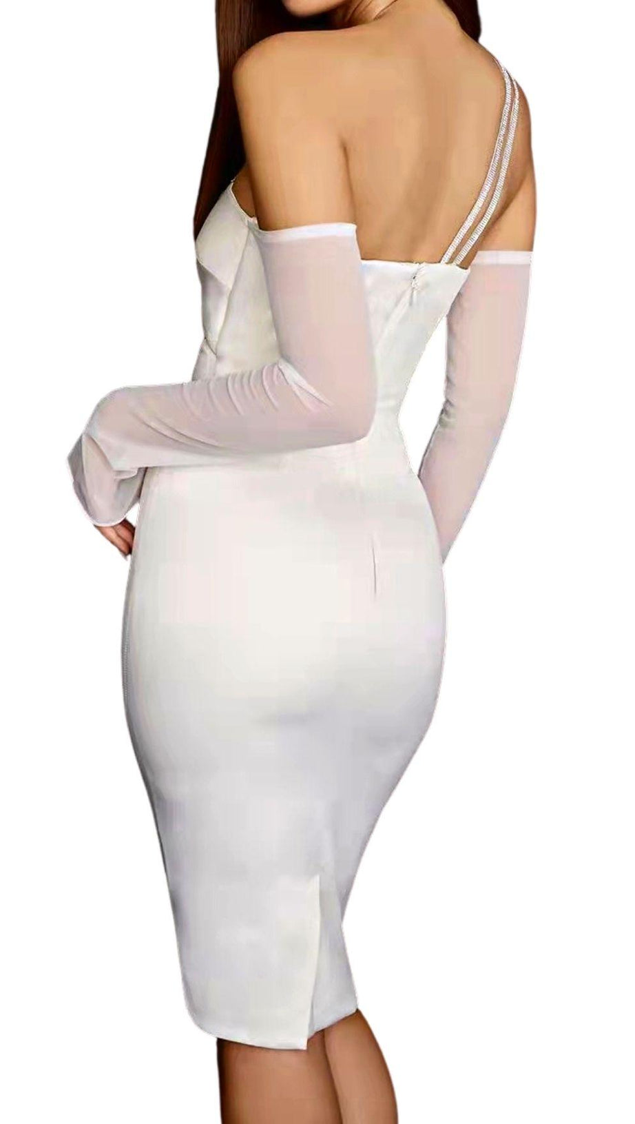 CUT OUT BODYCON MIDI DRESS IN IVORY