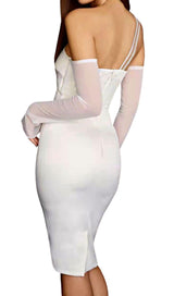 CUT OUT BODYCON MIDI DRESS IN IVORY