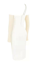 CUT OUT BODYCON MIDI DRESS IN IVORY