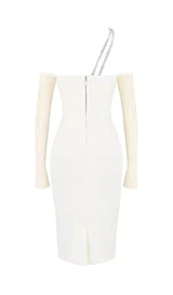 CUT OUT BODYCON MIDI DRESS IN IVORY