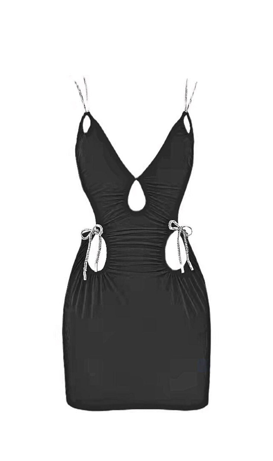 MINI ABITO ADERENTE CON TAGLI IN NERO