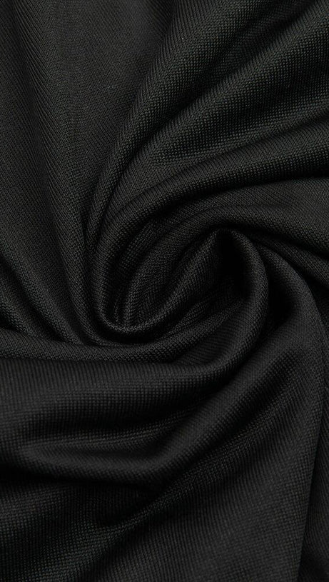 BLACK CUT OUT DRAPED SIDE BODYCON DRESS