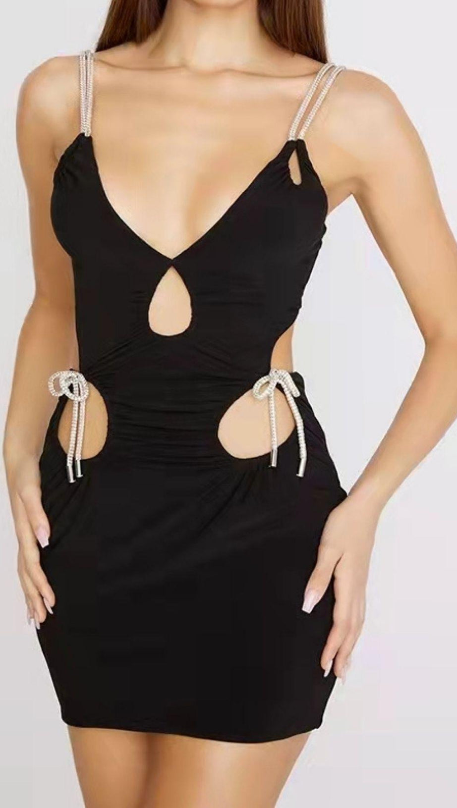 CUT OUT BODYCON MINI DRESS IN BLACK