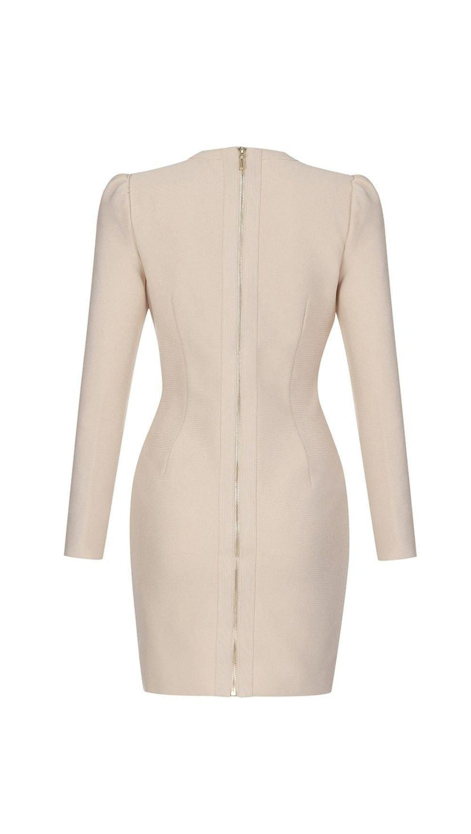 PLUNGE BANDAGE MINI DRESS IN NUDE