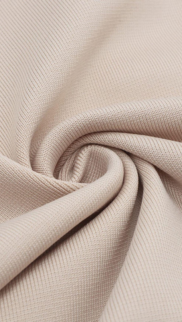 AIIZIE PLUNGE BANDAGE MINI DRESS IN NUDE - product image
