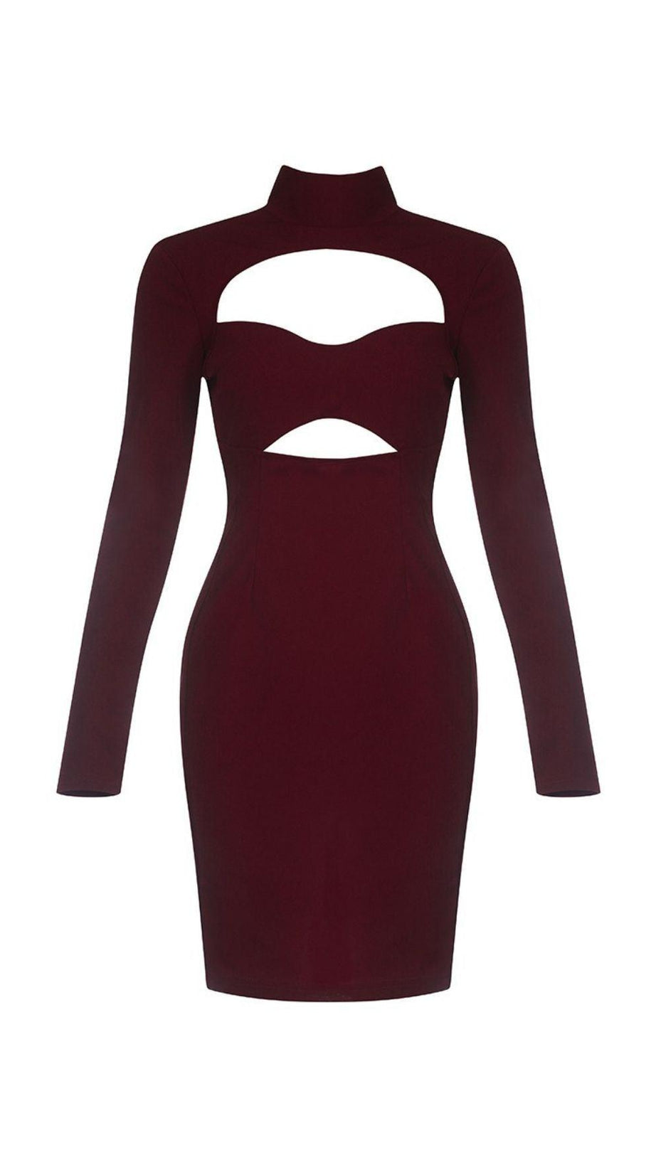CUT OUT MESH MINI DRESS IN WINE RED – AIIZIE