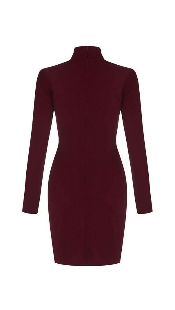 AIIZIE CUT OUT MESH MINI DRESS IN WINE RED - product image