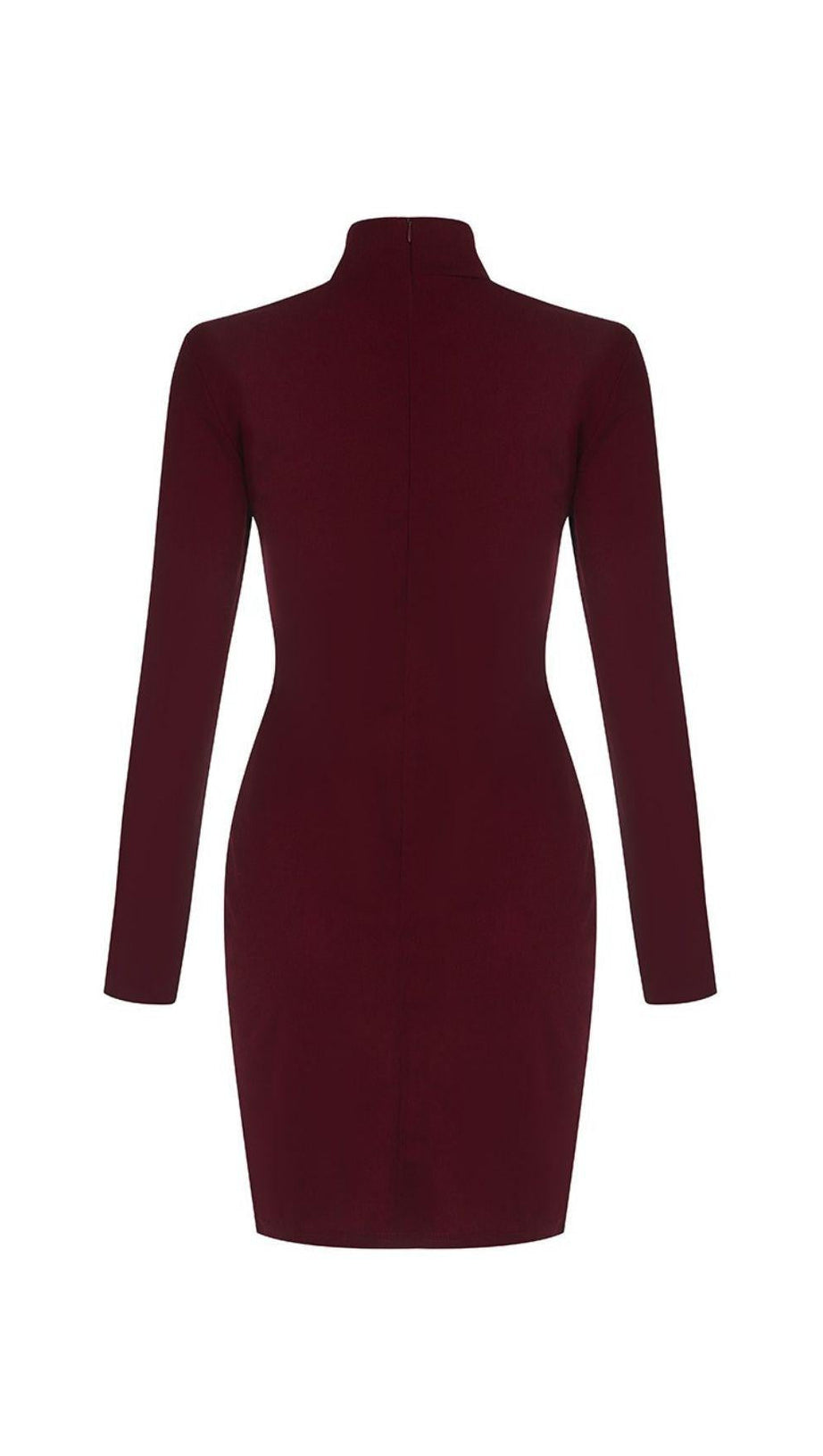 CUT OUT MESH MINI DRESS IN WINE RED