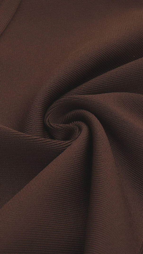 AIIZIE STRAPLESS BANDAGE MINI DRESS IN BROWN - product image