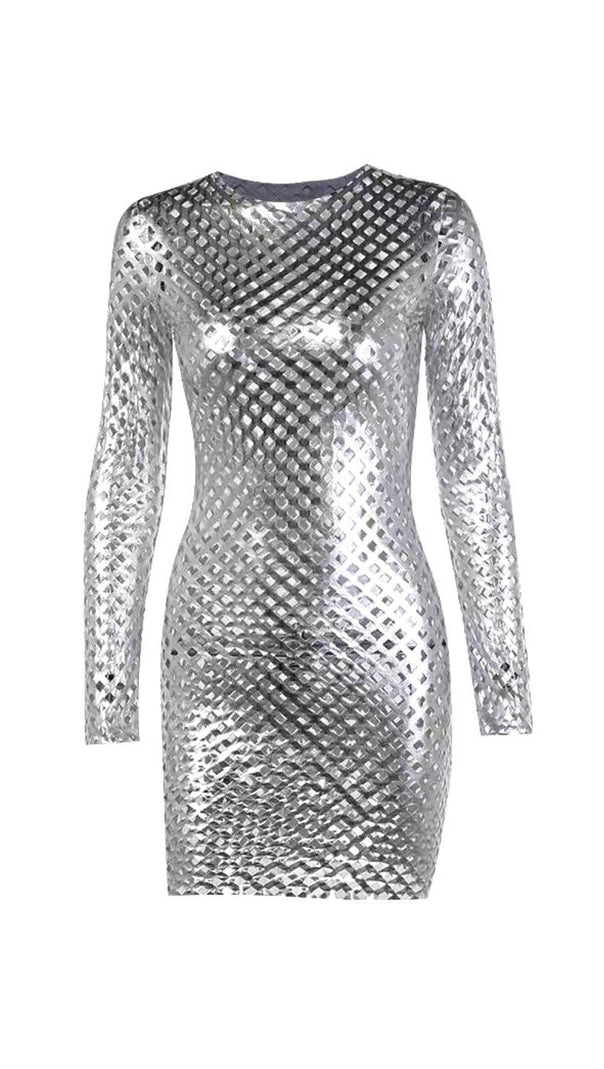 AIIZIE CUT OUT MINI VODYCON DRESS IN SLIVER - product image
