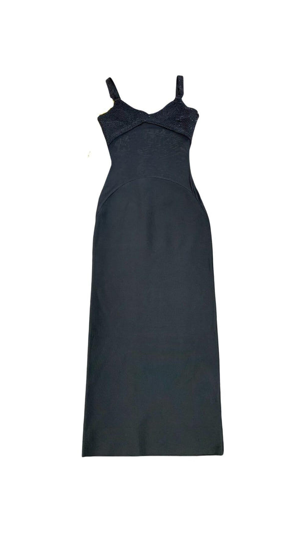 AIIZIE BLACK CRYSTAL EMBELLISHMENT SUSPENDER TILDE GOWN - product image