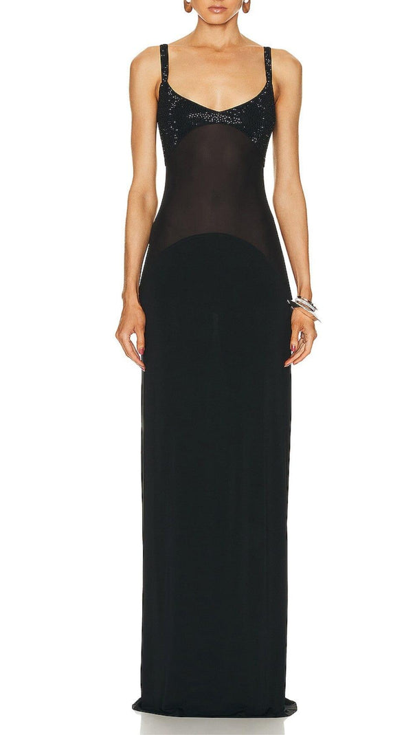 AIIZIE BLACK CRYSTAL EMBELLISHMENT SUSPENDER TILDE GOWN - product image