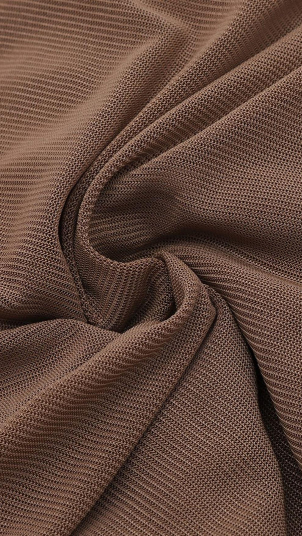 Brown Ruched Midi Dress