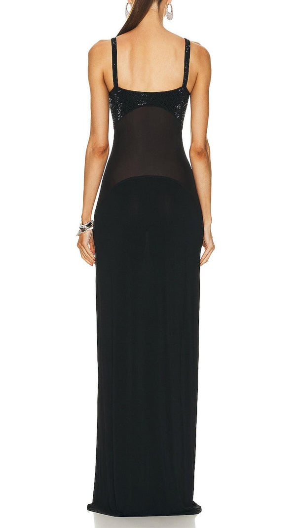 AIIZIE BLACK CRYSTAL EMBELLISHMENT SUSPENDER TILDE GOWN - product image