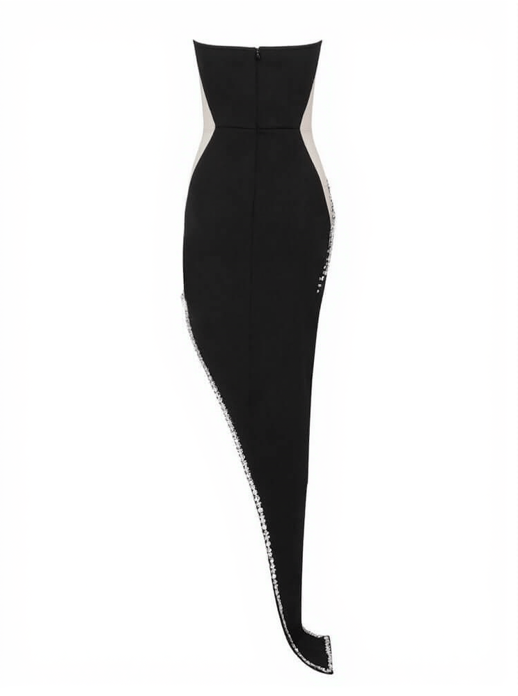 AIIZIE SABINE STRAPLESS EMBELLISHED BANDAGE DRESS IN BLACK - product image