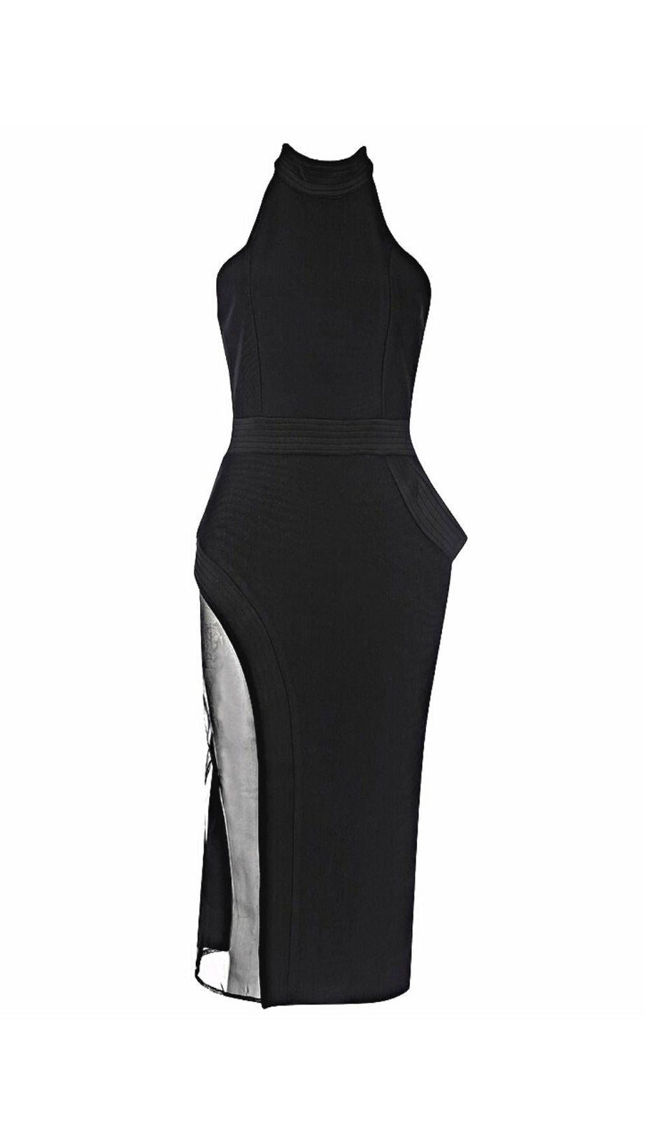 ABITO MIDI IN RETE CON SPALLE SCOLLATE NERO