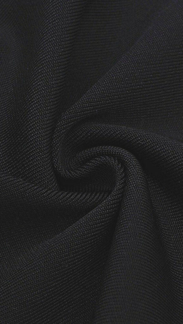 AIIZIE MESH SHOUDER OFF MIDI DRESS IN BLACK - product image