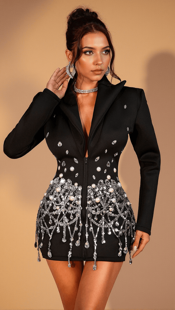 AIIZIE GALIANNE PEARL DIAMOND FRINGE BLAZER - product image