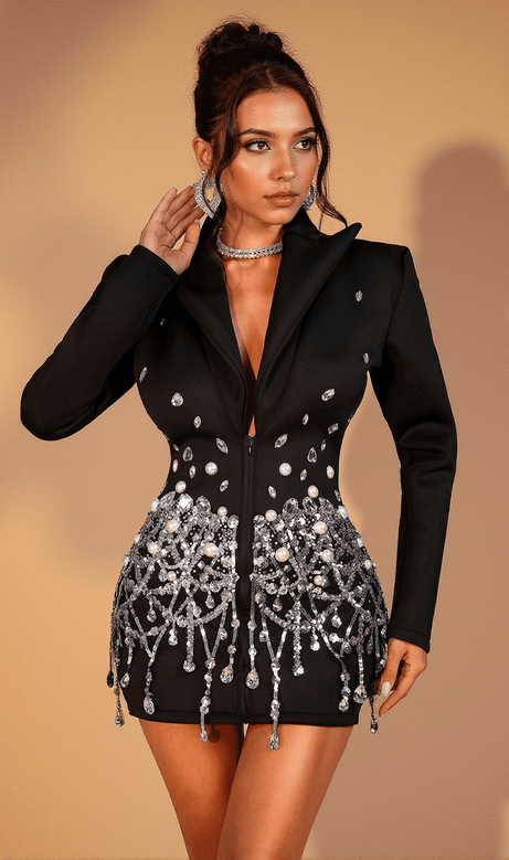 Galianne Pearl Diamond Fringe Blazer