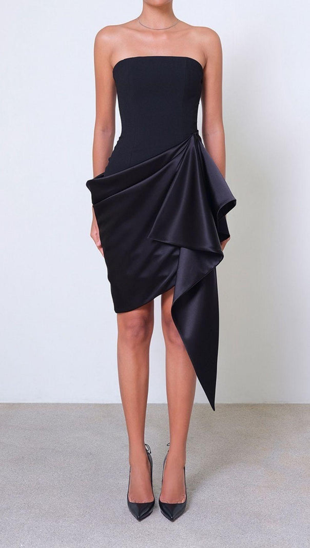 AIIZIE RUCHED MINI DRESS IN BLACK - product image