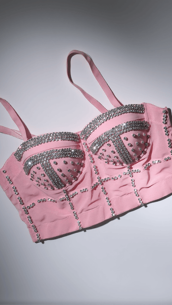 AIIZIE PLUM CRYSTAL BUSTIER TOP IN PINK - product image