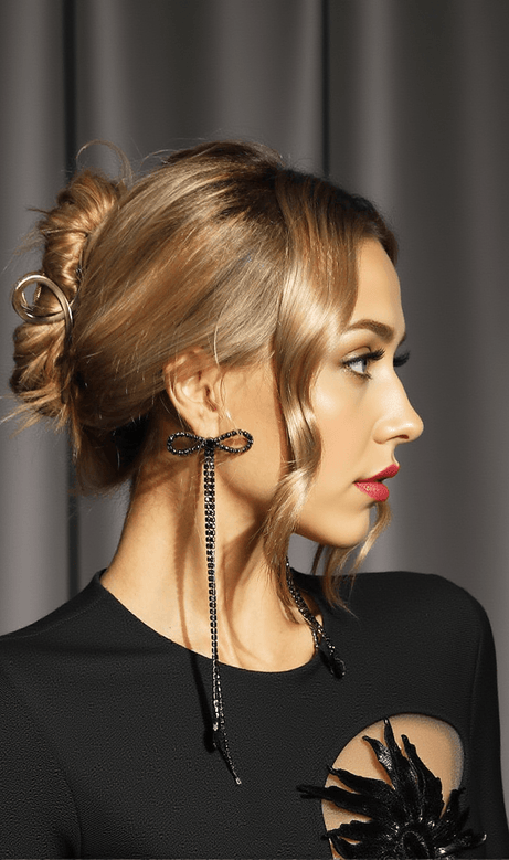 Shalini Rhinestone Bow Long Chain Earrings