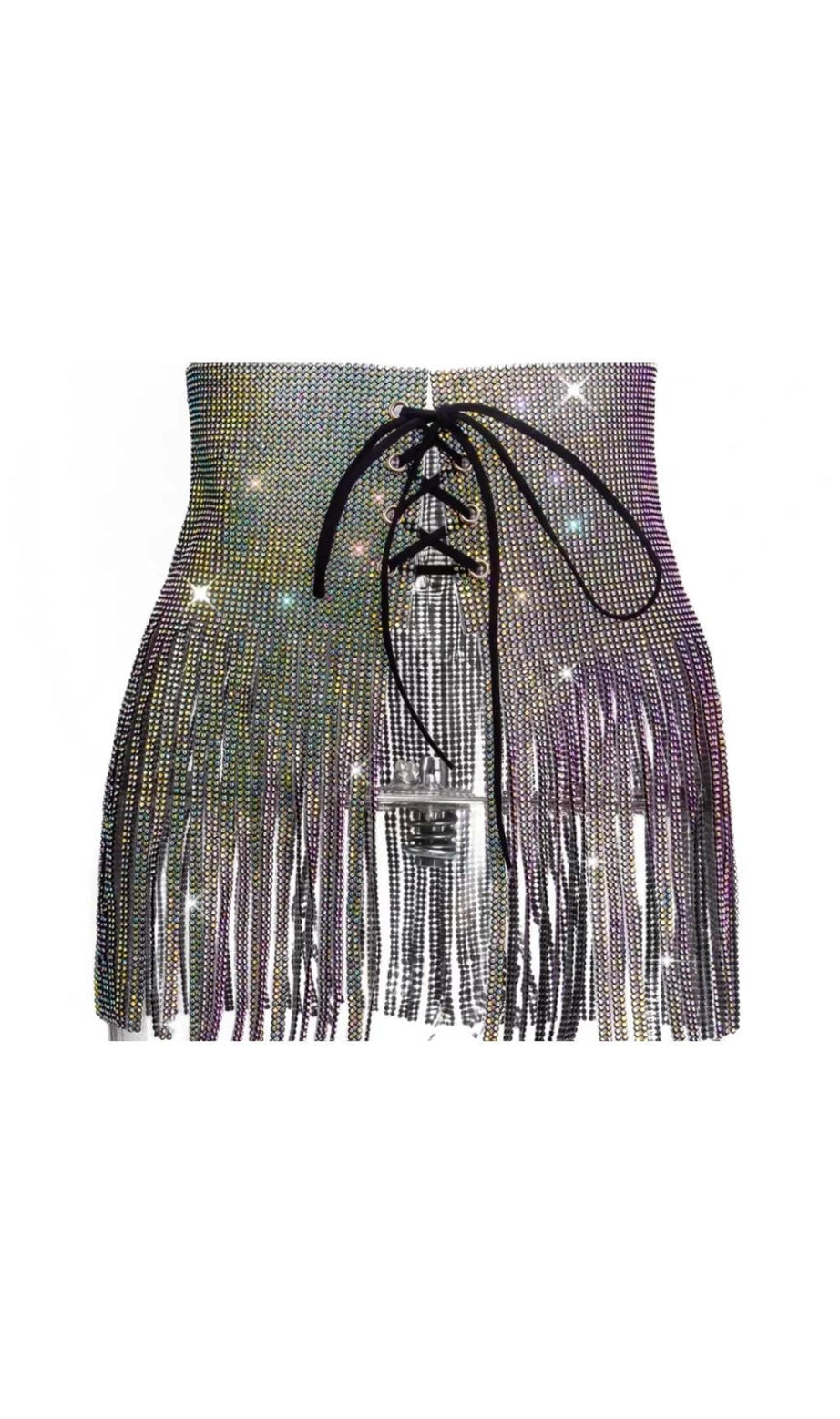 MINIGONNA CON PAILLETTES E CRISTALLI