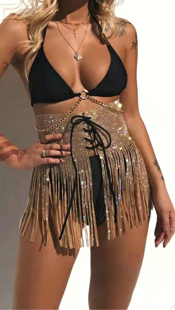 AIIZIE SEQUIN CRYSTAL MINI SKIRT - product image