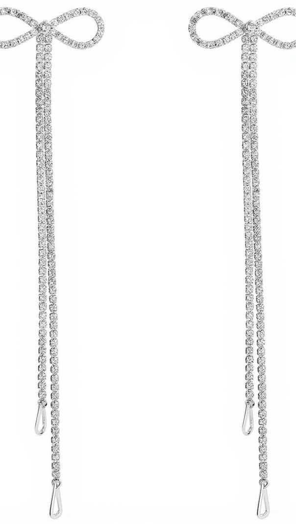 AIIZIE SHALINI RHINESTONE BOW LONG CHAIN EARRINGS - product image