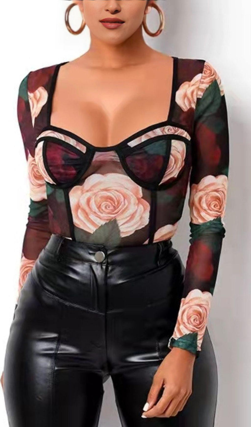 FLOWER PRINT BODYSUIT