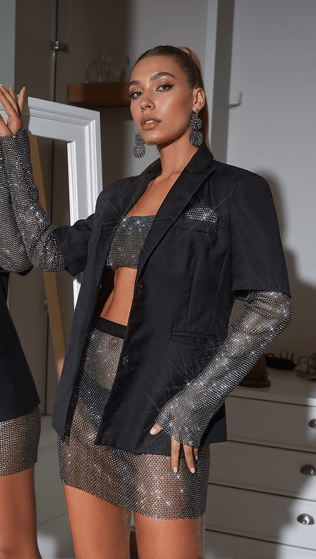 ODELIA MESH LONG SLEEVE BLAZER