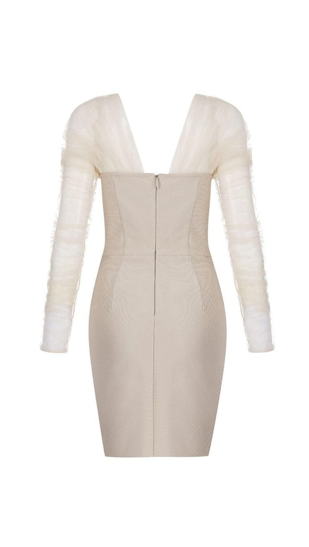 AIIZIE STRAPLESS BANDAGE MINI DRESS IN BEIGE - product image