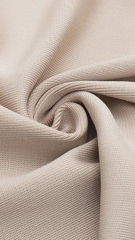 STRAPLESS BANDAGE MINI DRESS IN BEIGE