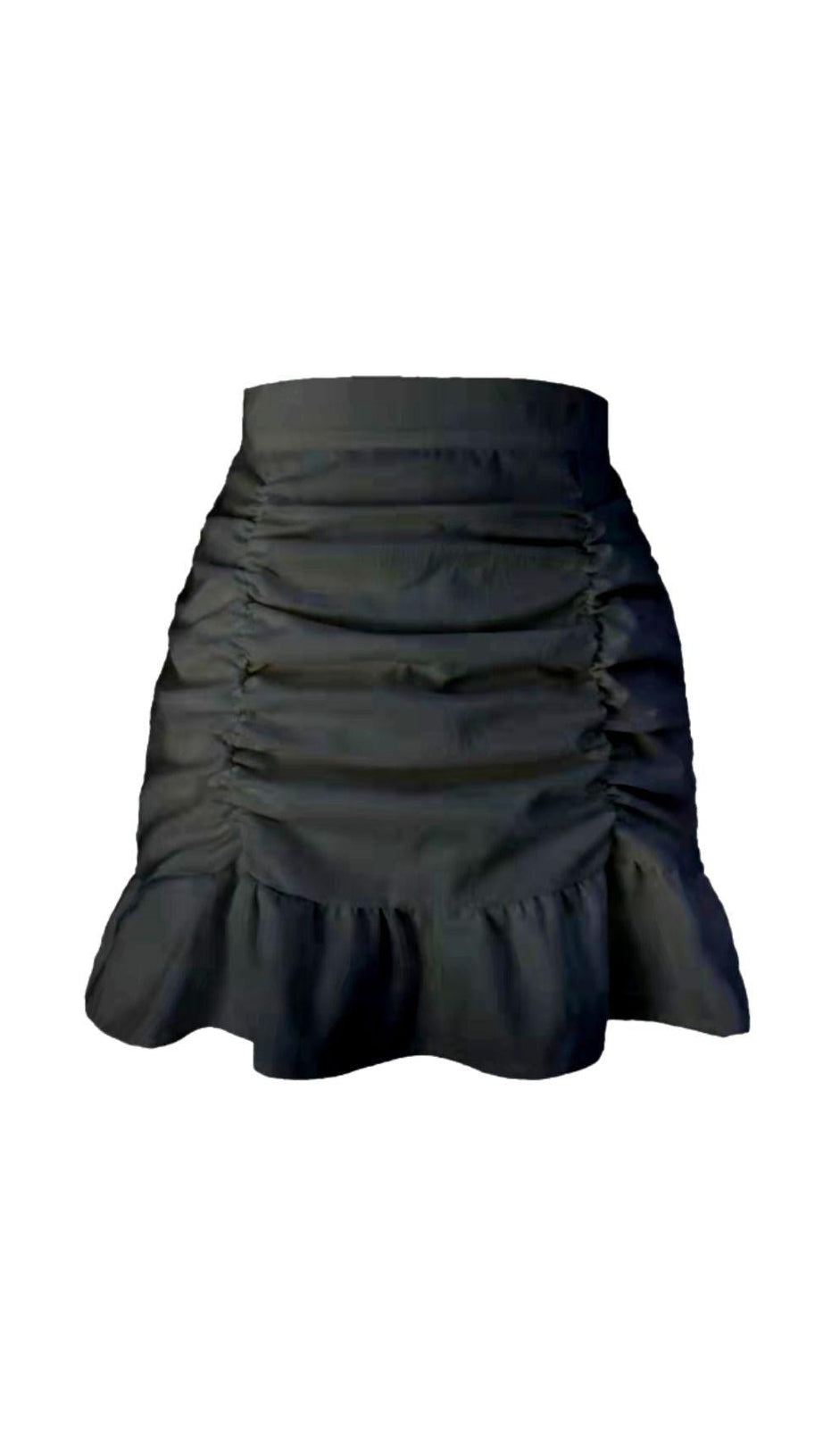 BLACK RUFFLE PLEATED MINI SKIRT