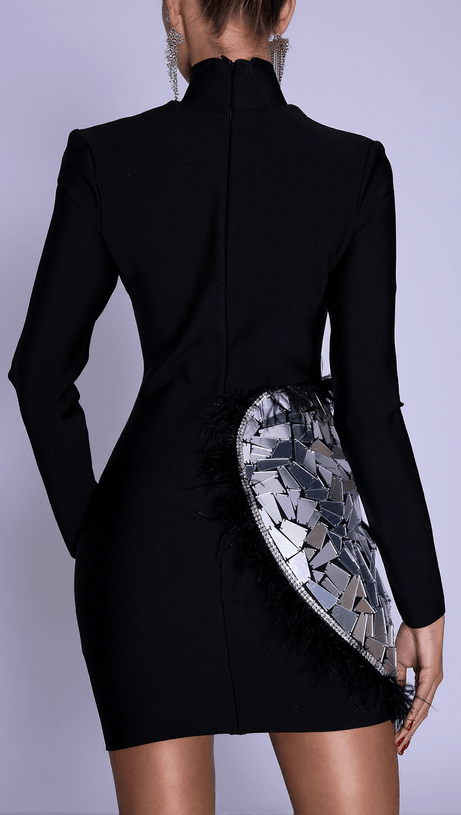 Hadiya Paillettenkleid mit Herz- und Federmotiv