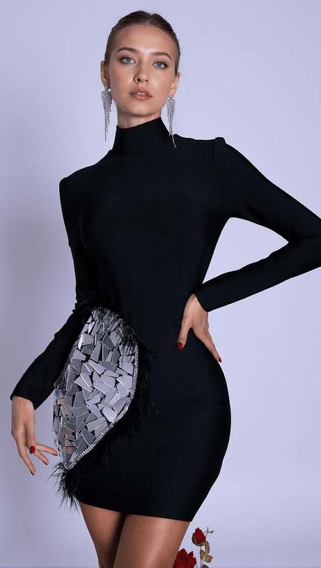 Hadiya Paillettenkleid mit Herz- und Federmotiv