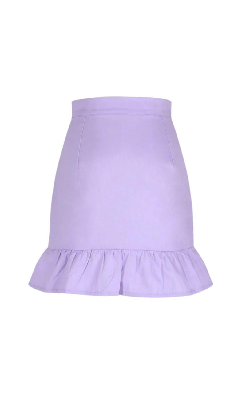 PURPLE RUFFLE PLEATED MINI SKIRT